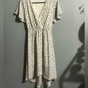 White floral dress with blue flowers